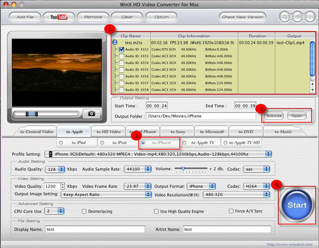 WinX HD Video Converter for Mac 