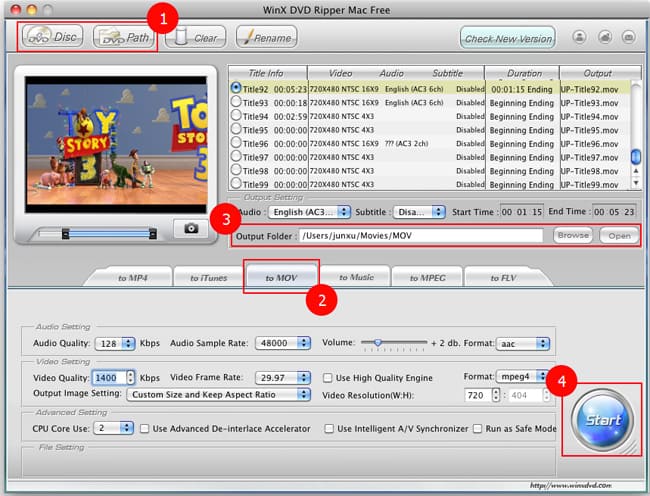Rip DVD to MOV on Mac free