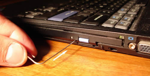 Open the DVD Drive with a Paper Clip