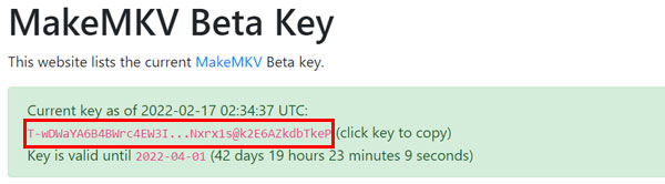 what is the latest makemkv beta key