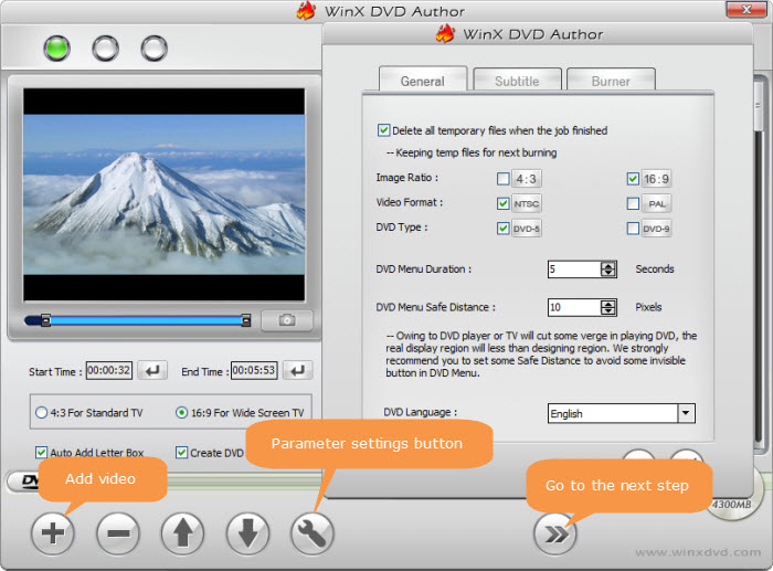 Add MP4 video to burn for DVD player