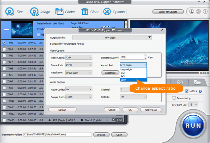 change aspect ratio