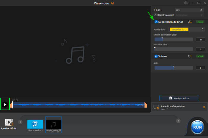 Prévisualiser avant et après l'audio