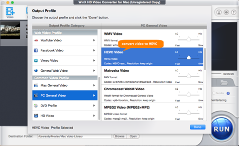 Encode to HEVC Video