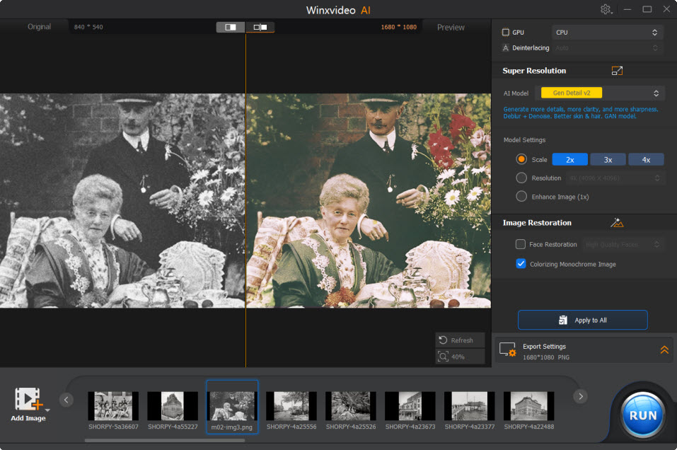 colorize photo with winxvideo AI