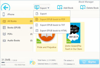 Transfer/Export EPUB book to TXT from iPhone 7 to Windows 10 