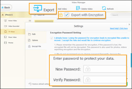 encrypt video files on iPhone