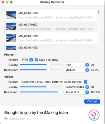 iMazing HEIC converter