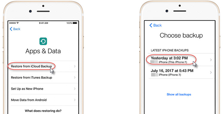 Restore iPhone from iCloud Backup