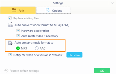 Set MP3 as Output Format