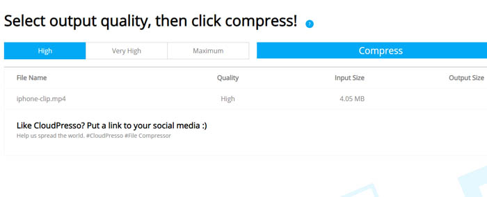 compress MP4 online free CloudPresso