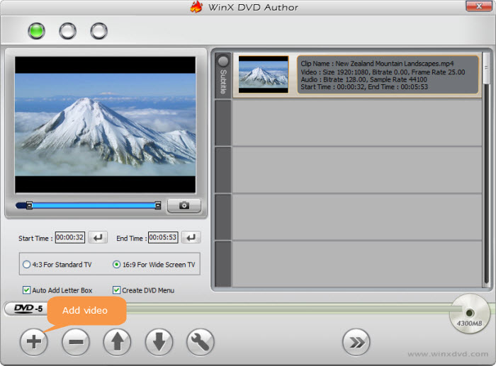 Add video to free DVD writer software