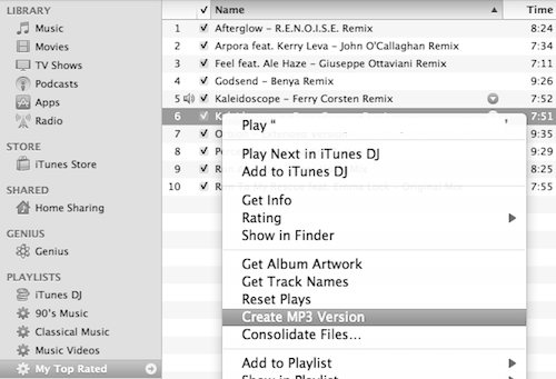 convert songs from mpeg to mp3 in itunes 10