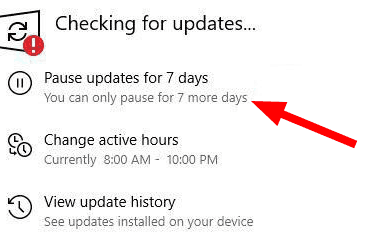 Pause updates for 7 days