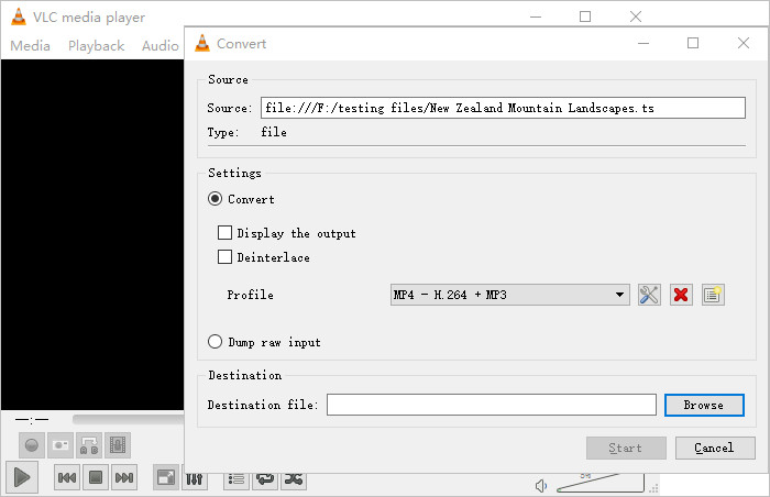 Convert RMVB to MP4 using VLC