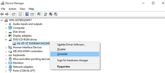 dvd drive not showing in device manager windows 7