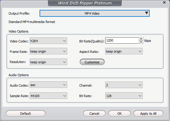 winx dvd ripper settings for best quality