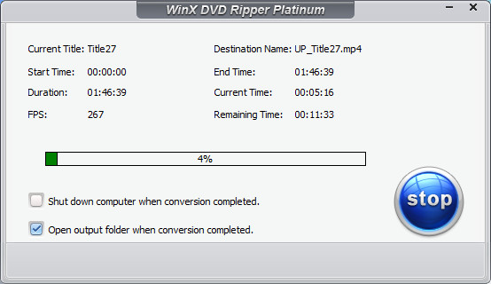 WinX DVD Ripper is converting DVD to digital