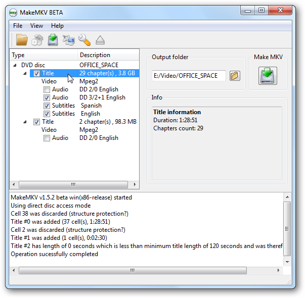 Rip DVD to MKV with MakeMKV