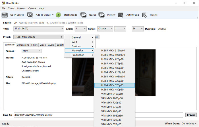 handbrake rip dvd presets