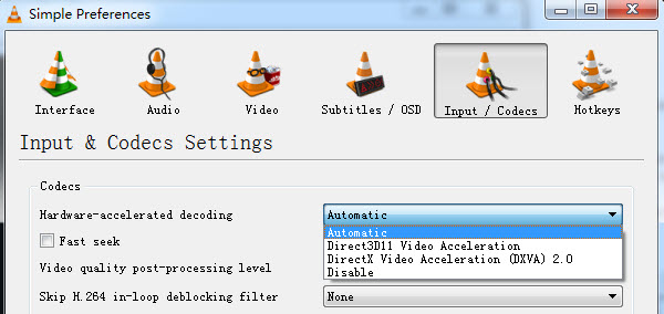 vlc deblocking filter