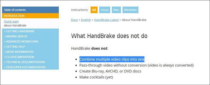 merge videos with handbrake