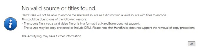 handbrake for mac no valid source found