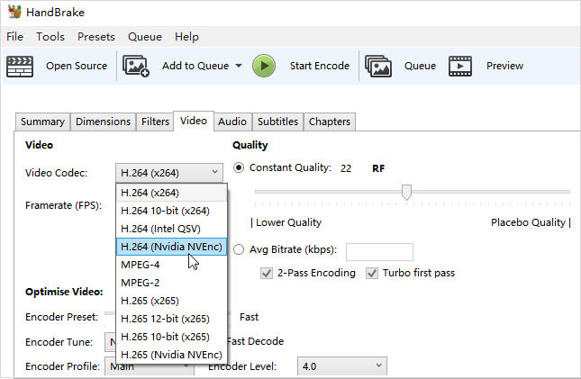 handbrake quicksync decoding