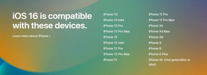 iOS 16 supported devices