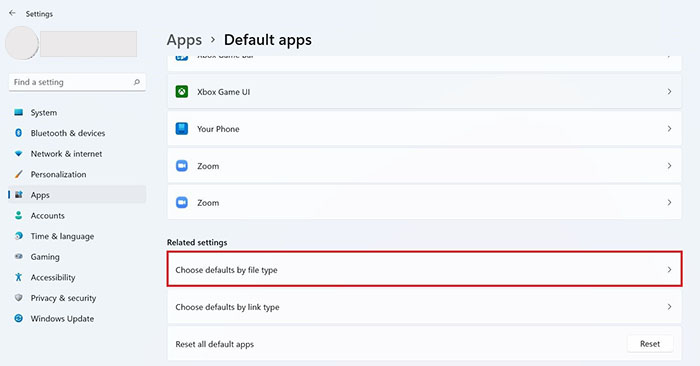 Choose Defaults by File Type