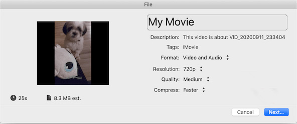 how to compress imovie for email
