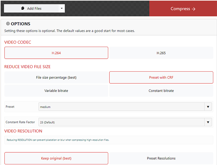 compress MP4 online free xconvert