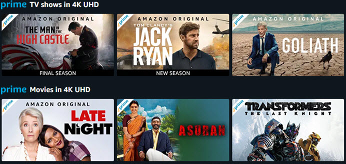 What movies on amazon prime are 4k