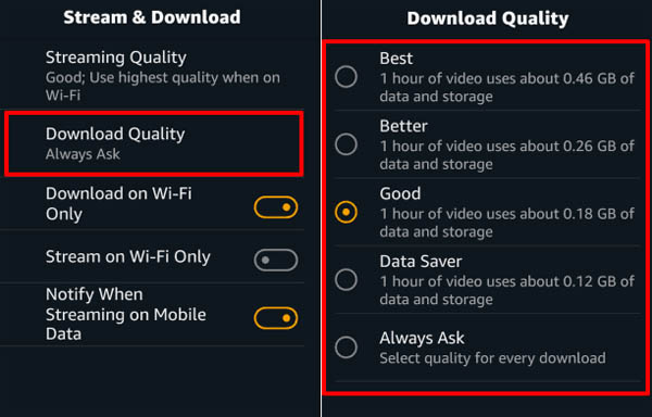 Amazon prime video outlet quality settings pc