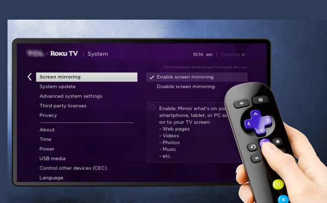 screen cast android to roku