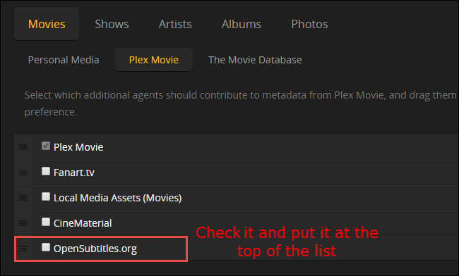 plex open subtitles