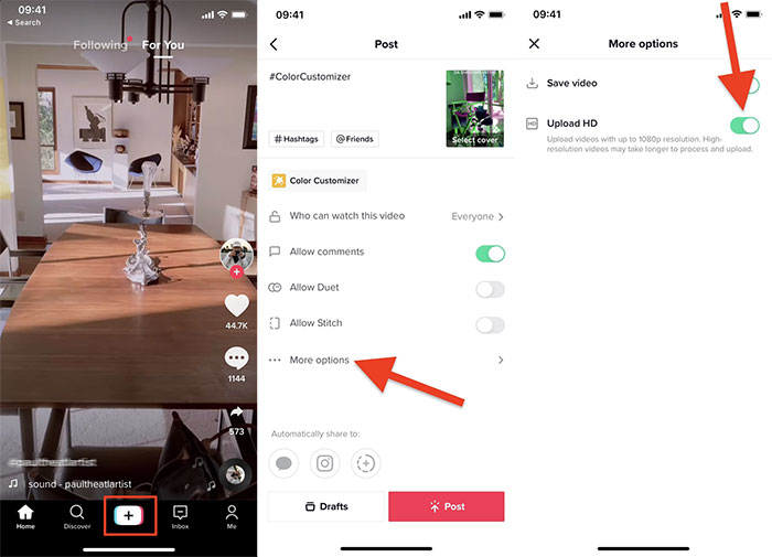 Carica video di alta qualità su tiktok