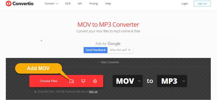 Add MOV Convertio