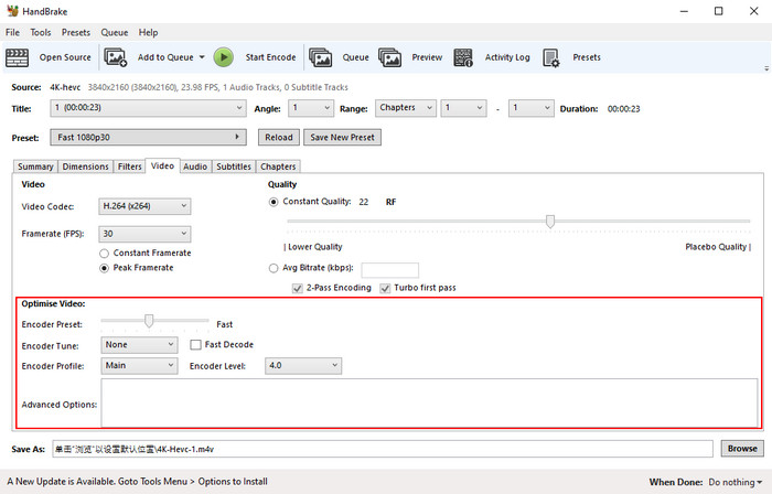 handbrake audio settings