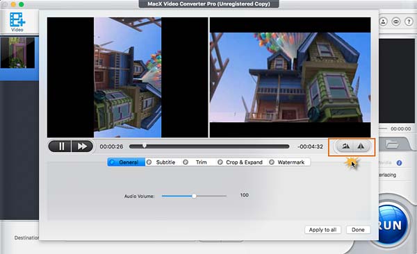 vlc media player rotate video