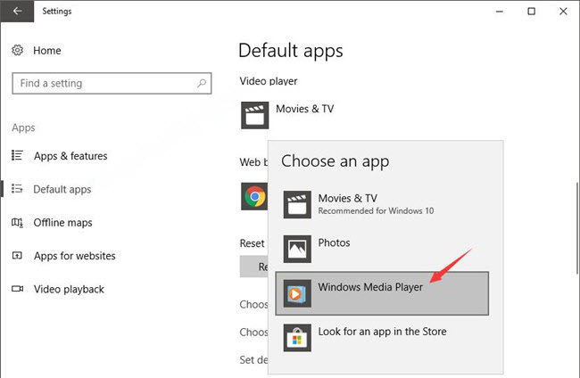 set window media player as default