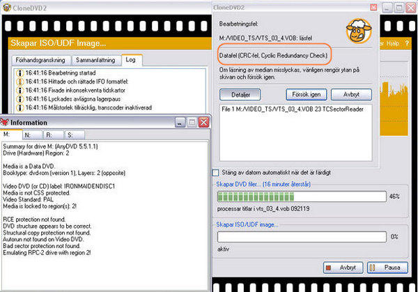 failed to read file d data error cyclic redundancy check