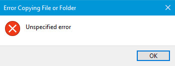 Unspecified error