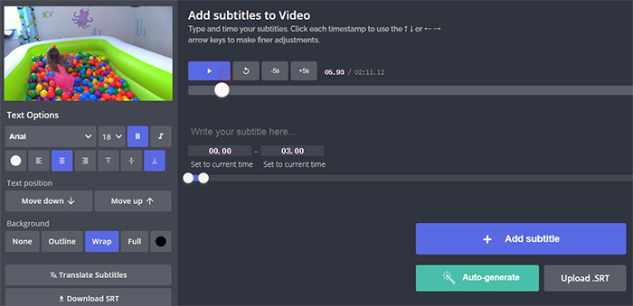 Add subtitles to video online